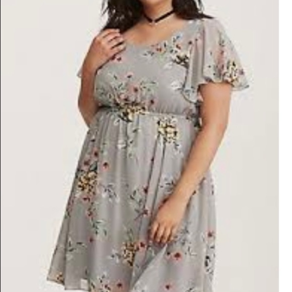 Torrid floral chiffon skater dress